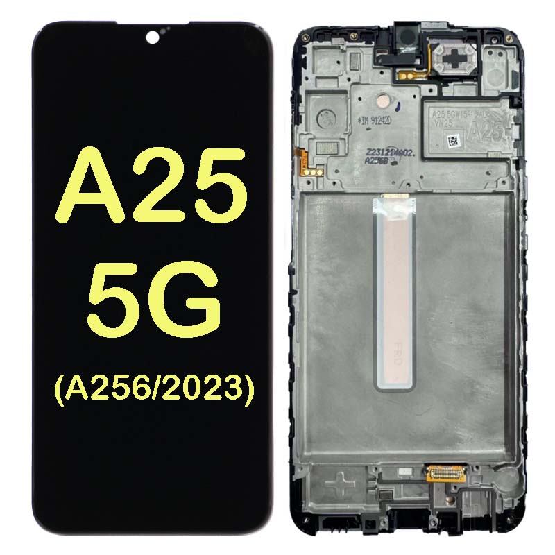 OLED Display Touch Screen Digitizer With Frame Replacement for Galaxy A25 5G (A256 2023) (With Finger Print Sensor) ( Aftermarket OLED ) 