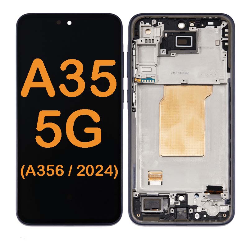 OLED Display Touch Screen Digitizer Replacement With Frame for Galaxy A35 5G (A356 2024) (Service Pack) - Navy 