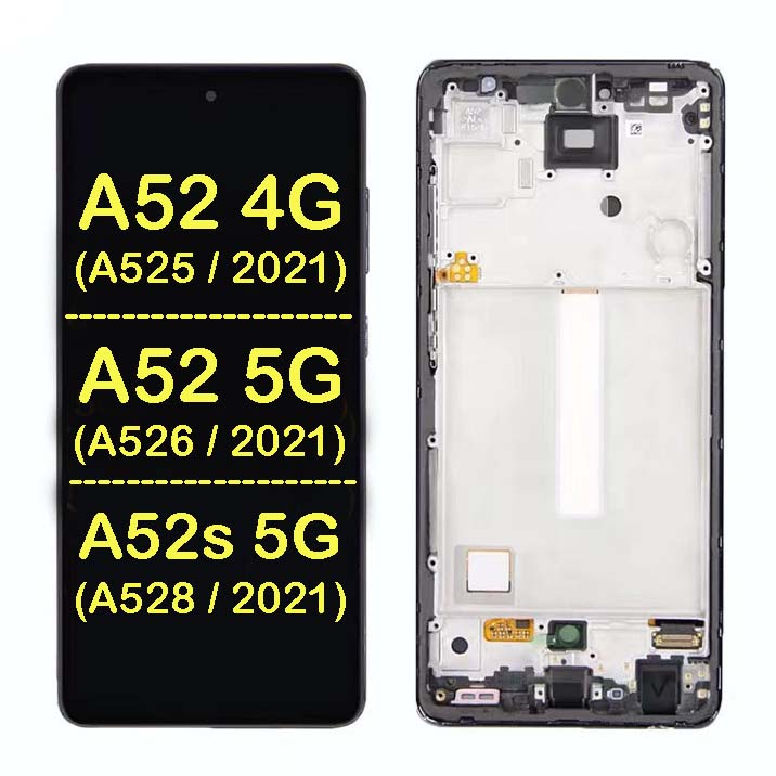 OLED Display Touch Screen Digitizer Replacement with Frame for Galaxy A52 4G (A525 / 2021) / A52 5G (A526 / 2021) / A52S 5G (A528 / 2021) ( Aftermarket OLED ) 