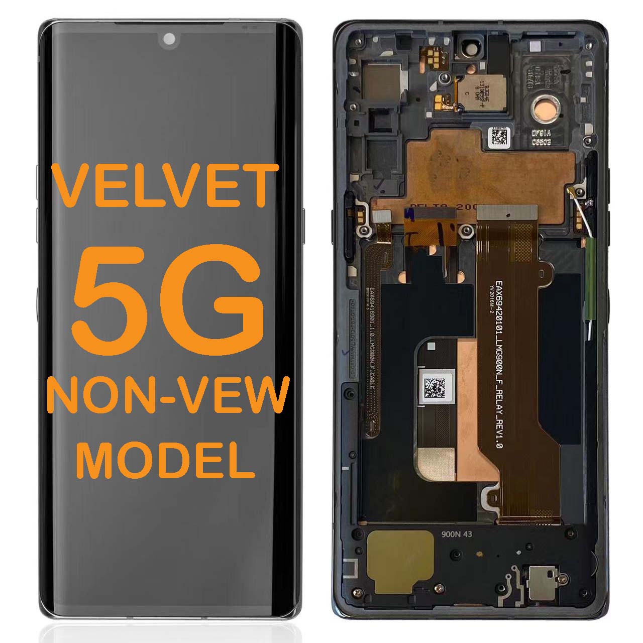 LCD Display Touch Screen Digitizer Replacement With Frame for LG Velvet 5G G9 G900N (Non-Verizon 5G UW) (Oem Refurbished) - Black