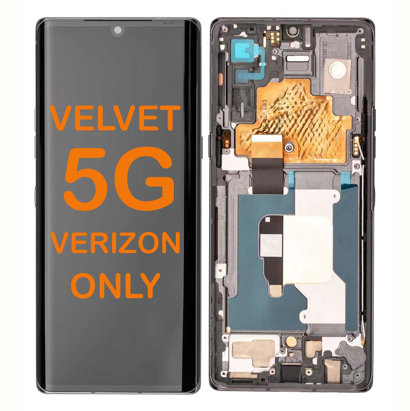 LCD Display Touch Screen Digitizer Replacement With Frame for LG Velvet 5G G9 G900N (Verizon 5G UW) (Oem Refurbished) - Black