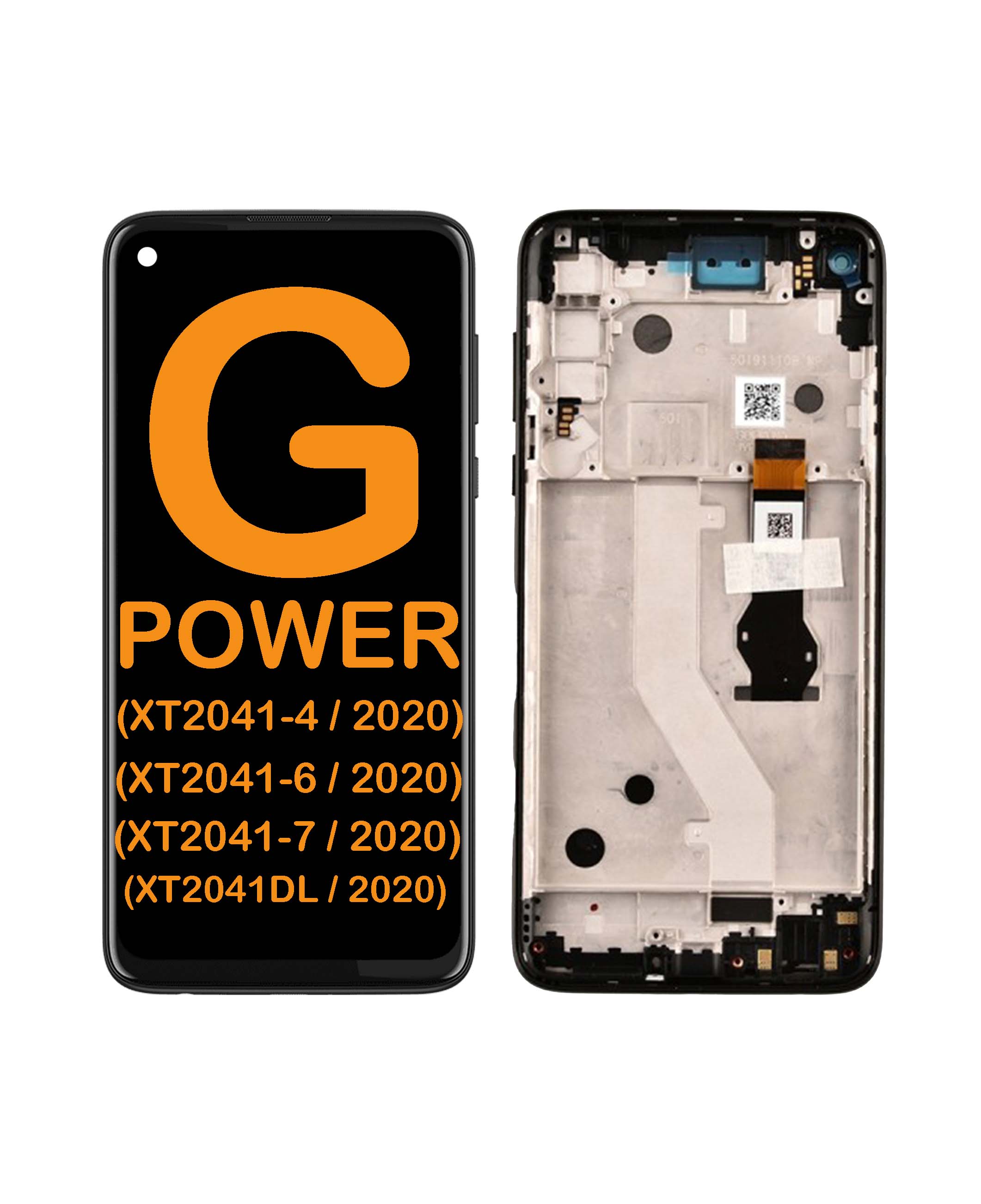 LCD Display Touch Screen Digitizer Replacement Oem Refurbished for Motorola G Power (XT2041-4 / XT2041-6 / XT2041-7 / XT2041DL / 2020) (With Frame) - Black