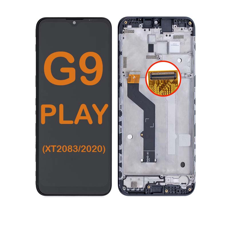 LCD Display Touch Screen Digitizer Replacement Oem Refurbished for Motorola Moto G9 Play (XT2083 / 2020) (With Frame) - Black