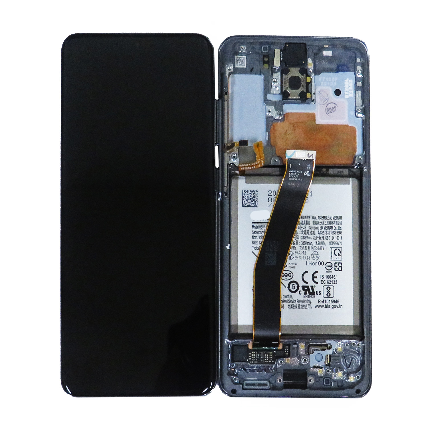 OLED Screen Digitizer Assembly with Frame for Samsung Galaxy S20 5G G980 (Service Pack) (Non Verizon)-Cosmic Gray