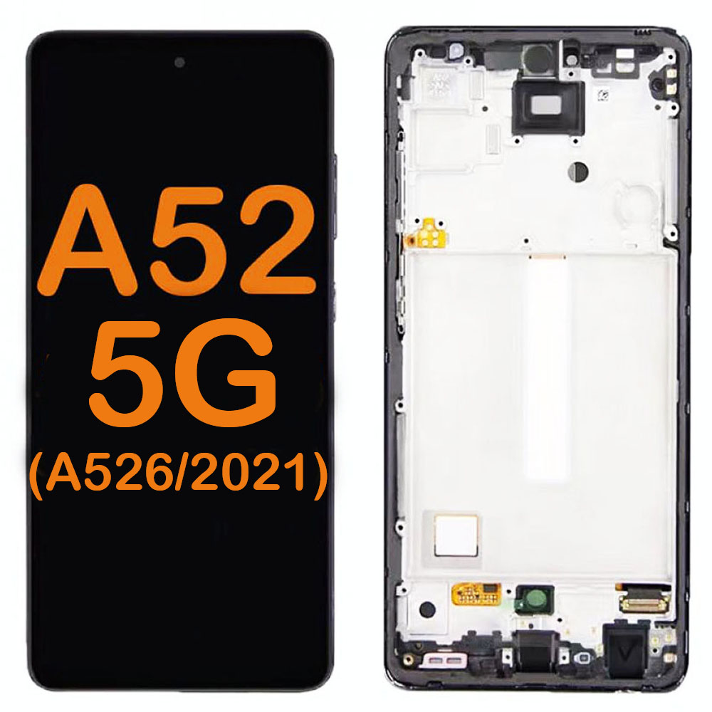 LCD Display Touch Screen Digitizer Replacement with Frame for Galaxy A52 5G (A526 2021) (Without Finger Print Sensor)(Aftermarket Plus)