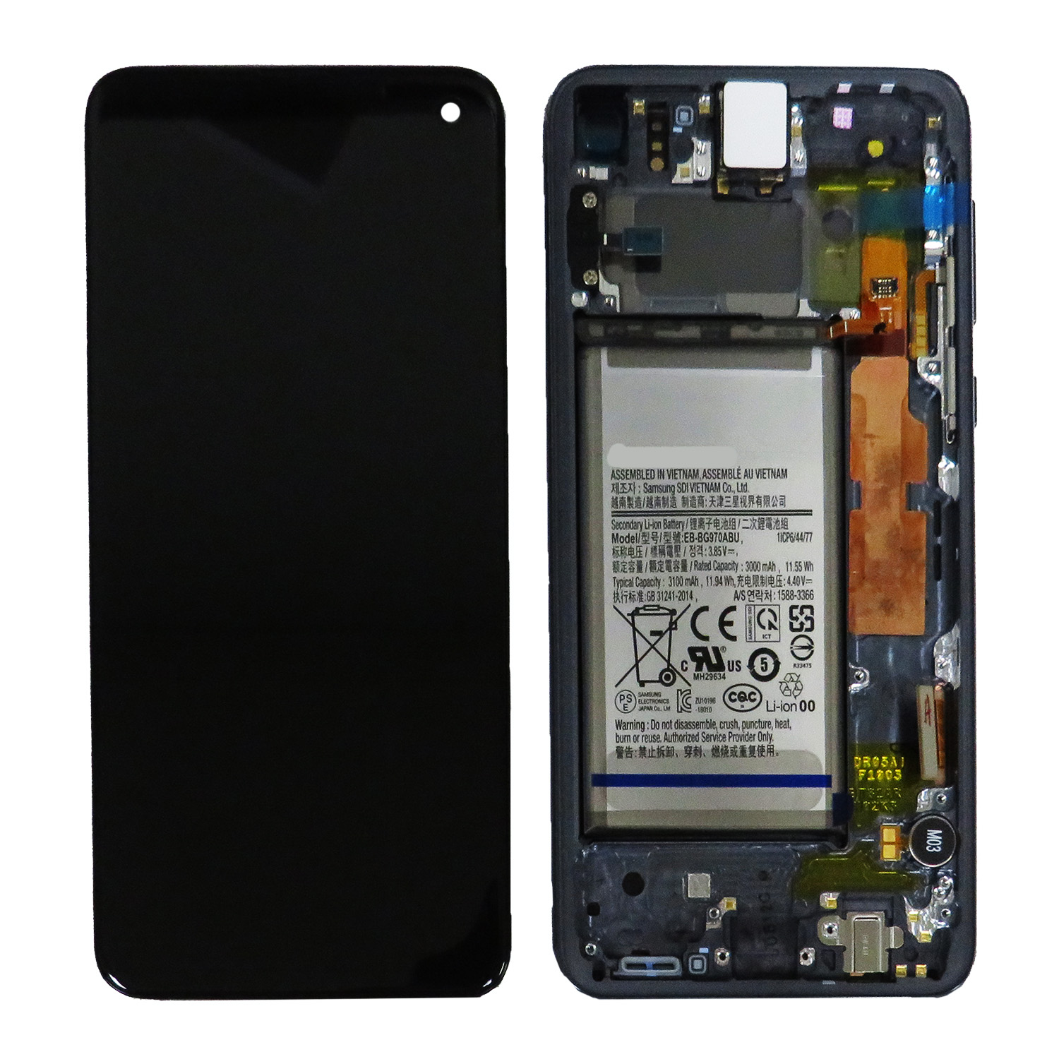 OLED Screen Digitizer Assembly with Frame for Samsung Galaxy S10e G970 (Service Pack)-Prism Black