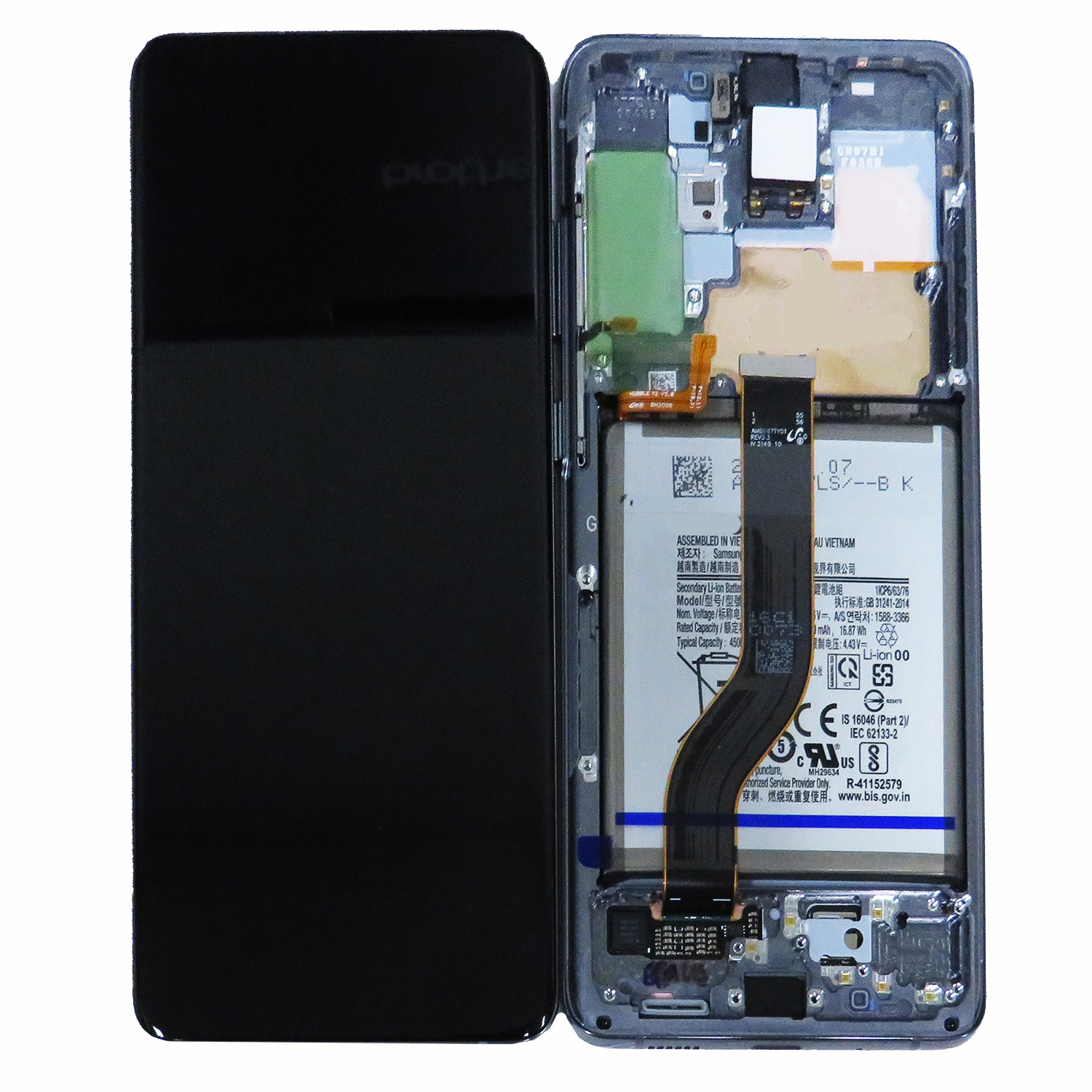 OLED Screen Digitizer Assembly with Frame for Samsung Galaxy S20 Plus 5G G986 (Service Pack)-Cloud White