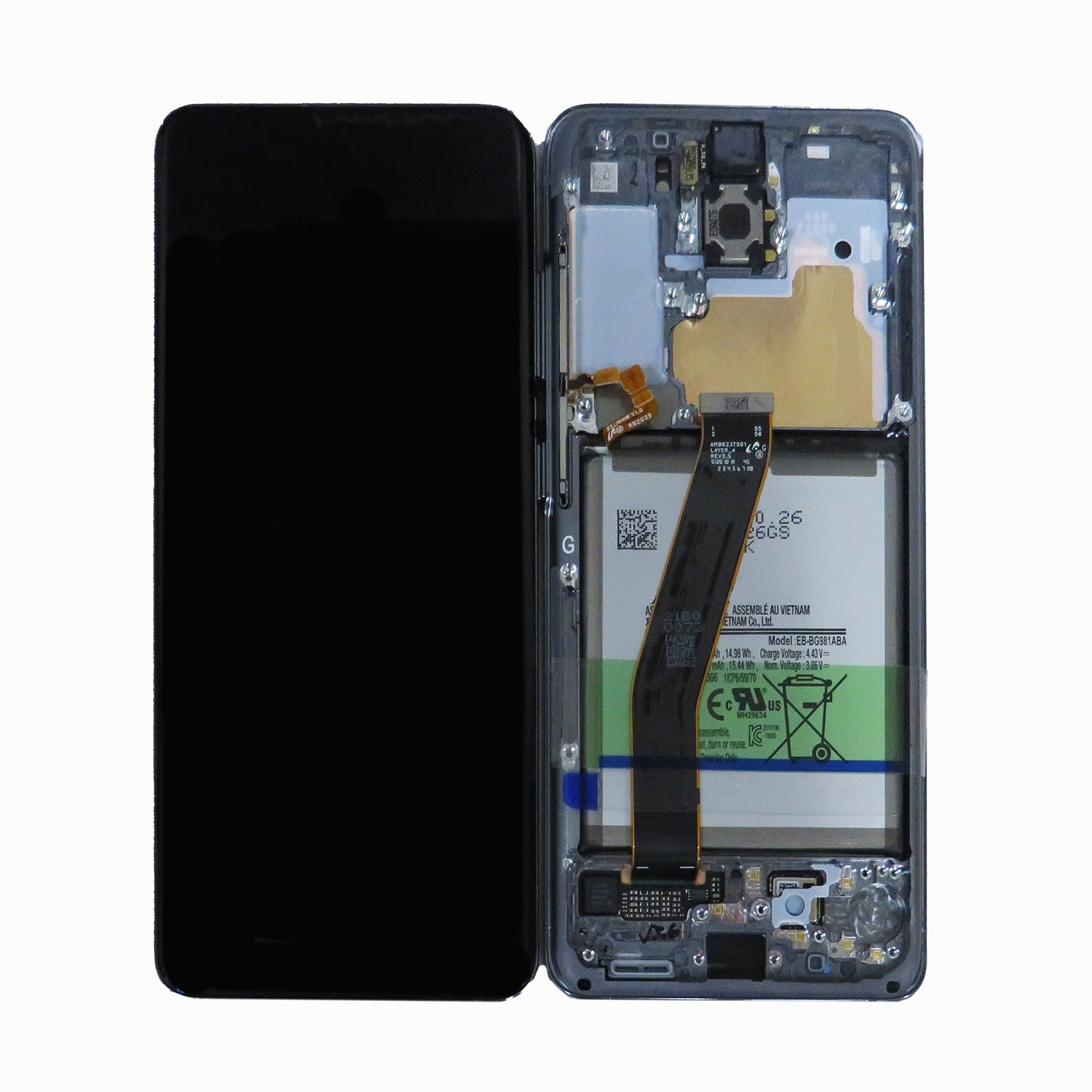 OLED Screen Digitizer Assembly with Frame for Samsung S20 5G UW G981V (Service Pack) (VERIZON ONLY)-Cosmic Gray