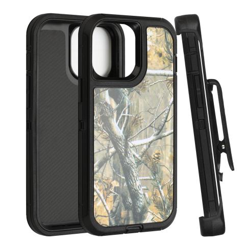 iPhone 16 Pro Defender Case with Belt Clip - Camo: Black / Black (Ground Shipping Only)