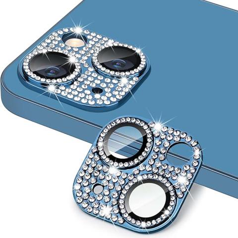 Rear Camera Lens Tempered Glass for iPhone 15 / 15 Plus - Bling / Blue
