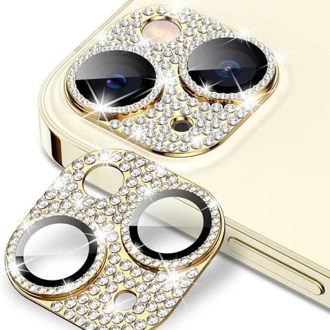 Rear Camera Lens Tempered Glass for iPhone 13 - Bling / Gold