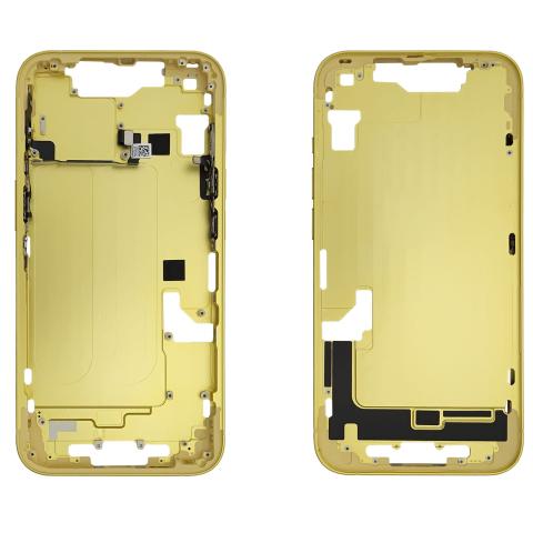 Mid- Frame Housing with Power & Volume Button for iPhone 14- Yellow