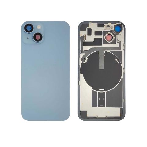 Back Glass With Steel Plate With "ORIGINAL" Wireless NFC & MagSafe Magnet Pre-Installed For iPhone 14 - Blue