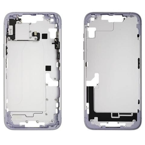 Mid- Frame Housing with Power & Volume Button for iPhone 14 Plus- Purple