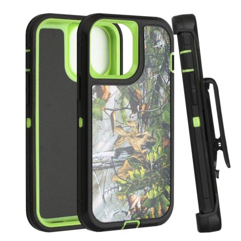 iPhone 12 Mini Defender Case with Belt Clip - Camo: Black / Green (Ground Shipping Only)