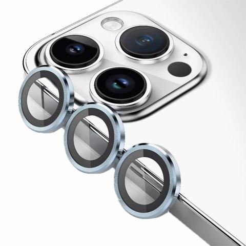 Metal Ring Tempered Glass HD Camera Lens Protector for 14 Pro / 14 Pro Max - Silver