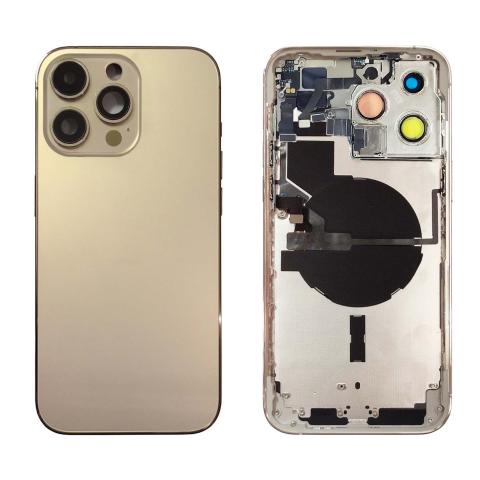 Back Housing W/ Small Parts Pre-Installed For iPhone 14 Pro Max- Gold