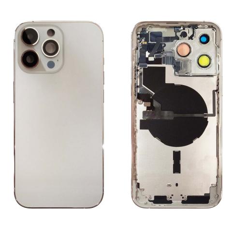 Back Housing W/ Small Parts Pre-Installed For iPhone 14 Pro Max- Silver