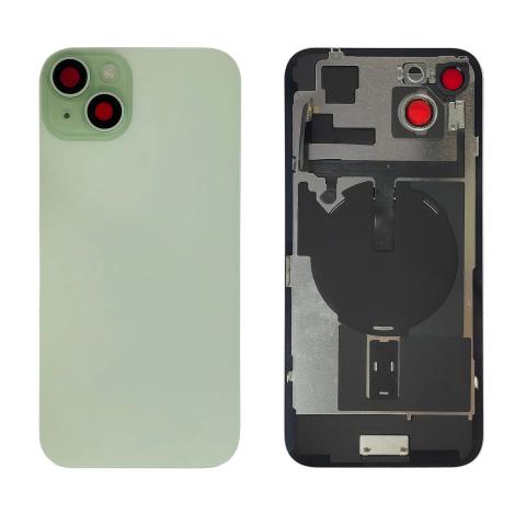 Back Glass With Steel Plate With "ORIGINAL" Wireless NFC & MagSafe Magnet Pre-Installed For iPhone 15 Plus - Green