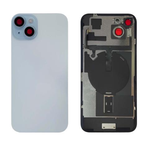 Back Glass With Steel Plate With "ORIGINAL" Wireless NFC & MagSafe Magnet Pre-Installed For iPhone 15 Plus - Blue