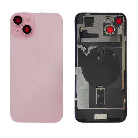 Back Glass With Steel Plate With "ORIGINAL" Wireless NFC & MagSafe Magnet Pre-Installed For iPhone 15 Plus - Pink