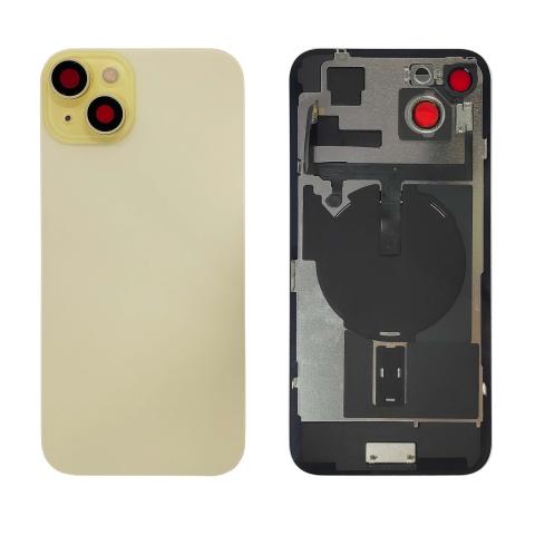 Back Glass With Steel Plate With "ORIGINAL" Wireless NFC & MagSafe Magnet Pre-Installed For iPhone 15 Plus - Yellow
