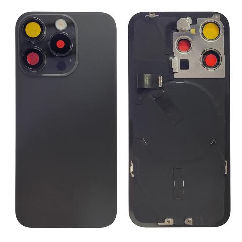 Back Glass With Steel Plate With "ORIGINAL" Wireless NFC & MagSafe Magnet Pre-Installed For iPhone 15 Pro -Black Titanium