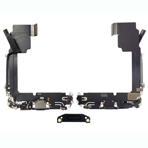 Charging Port with Flex Cable for iPhone 15 Pro Max (Premium) - Black Titanium