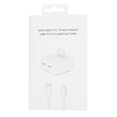 (COMBO) 35W Type-C+C Port Fast Power Adapter With Type C Cable For iPhone 11 to 14 Series/ SE (2020 / 2022) / iPad 