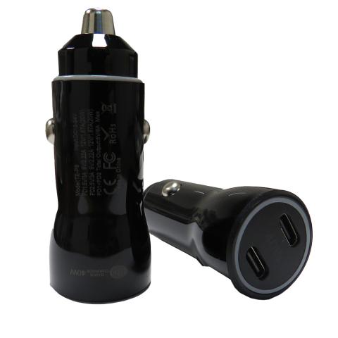 Dual Type C Fast Car Charger Adapter for Mobile Devices (Retail package)
