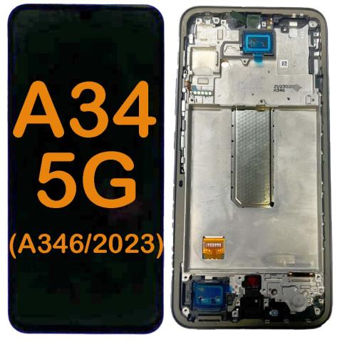 OLED Display Touch Screen Digitizer Replacement With Frame for Galaxy A34 5G (A346 2023)