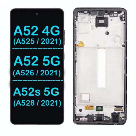 LCD Display Touch Screen Digitizer Replacement with Frame for Galaxy A52 4G (A525 / 2021) / A52 5G (A526 / 2021) / A52S 5G (A528 / 2021) (Without Finger Print Sensor) ( Aftermarket INCELL ) 
