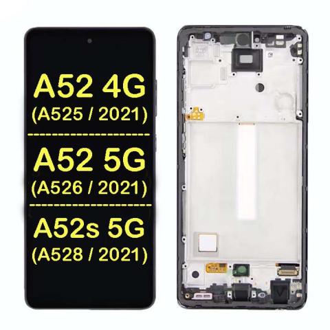OLED Display Touch Screen Digitizer Replacement with Frame for Galaxy A52 4G (A525 / 2021) / A52 5G (A526 / 2021) / A52S 5G (A528 / 2021) ( Aftermarket OLED ) 