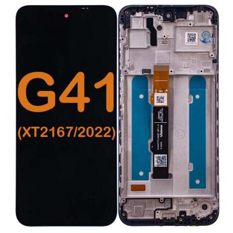 LCD Display Touch Screen Digitizer Replacement Oem Refurbished for Motorola Moto G41 (XT2167 / 2022) (With Frame) - Black