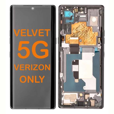 LCD Display Touch Screen Digitizer Replacement With Frame for LG Velvet 5G G9 G900N (Verizon 5G UW) (Oem Refurbished) - Black