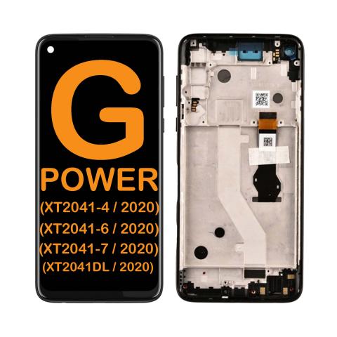 LCD Display Touch Screen Digitizer Replacement Oem Refurbished for Motorola G Power (XT2041-4 / XT2041-6 / XT2041-7 / XT2041DL / 2020) (With Frame) - Black