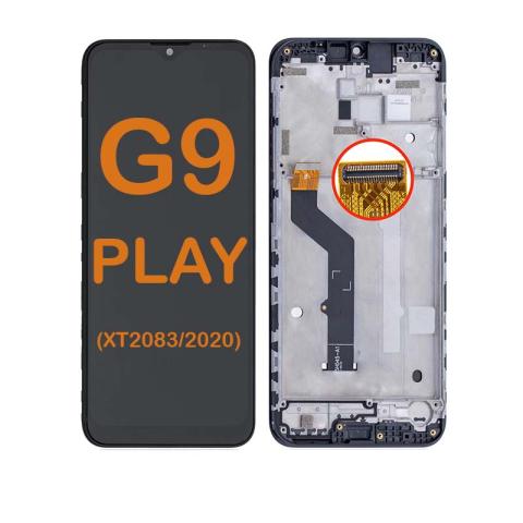 LCD Display Touch Screen Digitizer Replacement Oem Refurbished for Motorola Moto G9 Play (XT2083 / 2020) (With Frame) - Black