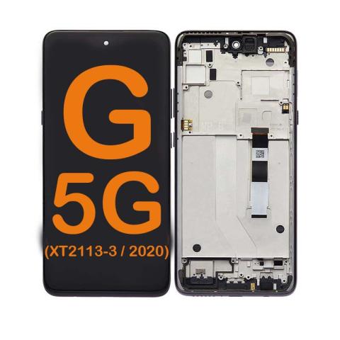 LCD Display Touch Screen Digitizer Replacement Oem Refurbished for Motorola Moto G 5G (XT2113-3 / 2020) (With Frame) - Black