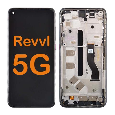 LCD Display Touch Screen Digitizer Replacement Oem Refurbished for T-Mobile Revvl 5G (With Frame) - Black