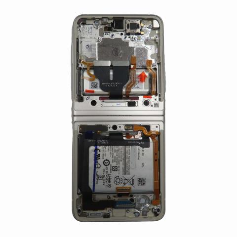 Inner OLED Screen Digitizer Assembly with Frame for Samsung Galaxy Z Flip 3 5G F711 (Service Pack) (US & Int'l)- Cream