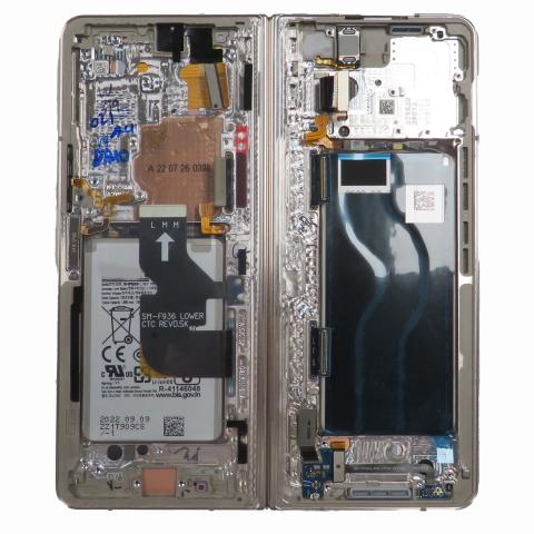 Inner OLED Screen Digitizer Assembly with Frame for Samsung Galaxy Z Fold 4 5G (Service Pack) - Beige