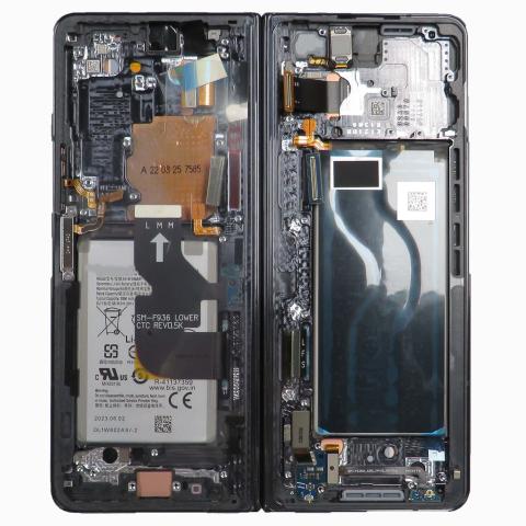 Inner OLED Screen Digitizer Assembly with Frame for Samsung Galaxy Z Fold 4 5G (Service Pack) - Phantom Black