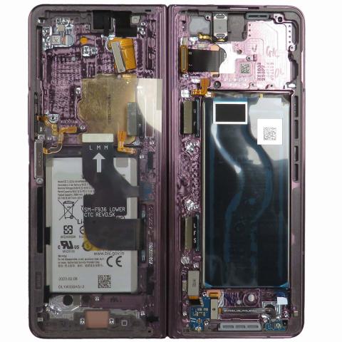 Inner OLED Screen Digitizer Assembly with Frame for Samsung Galaxy Z Fold 4 5G (Service Pack) - Burgundy