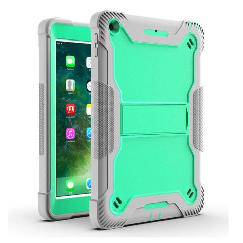 iPad 6 (2018) / iPad 5 (2017) / Air 2 / Air 1 / Pro 9.7 Shockproof Kickstand Case - Teal/Gray (Ground Shipping Only)