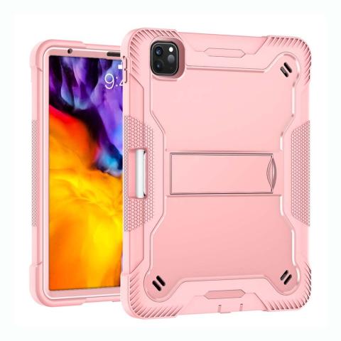 iPad Pro 11 4th (2022) / 3rd (2021) / 2nd (2020) / 1st (2018) / Air 5 / Air 4 Kickstand Shockproof Case - Pink/Pink (Ground Shipping Only)