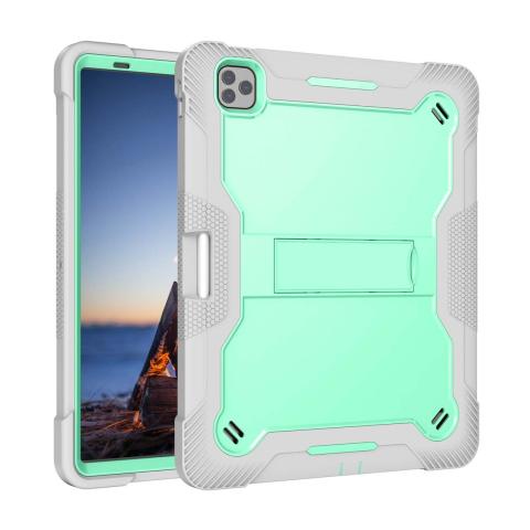 iPad Pro 13" 7th (2024) Kickstand Shockproof Case - Teal / Gray (Ground Shipping Only)