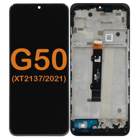 LCD Display Touch Screen Digitizer Replacement Oem Refurbished for Motorola G50 (XT2137 / 2021) (With Frame) - Black