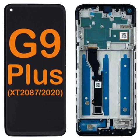 LCD Display Touch Screen Digitizer Replacement Oem Refurbished for Motorola Moto G9 Plus (XT2087 / 2020) (With Frame) - Black