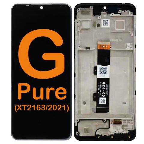 LCD Display Touch Screen Digitizer Replacement Oem Refurbished for Motorola G Pure (XT2163 / 2021) (With Frame) - Black