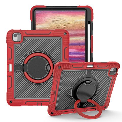 iPad Air 13" (2024) 360 Rotating Kickstand Shockproof Case - Black / Red (Ground Shipping Only)